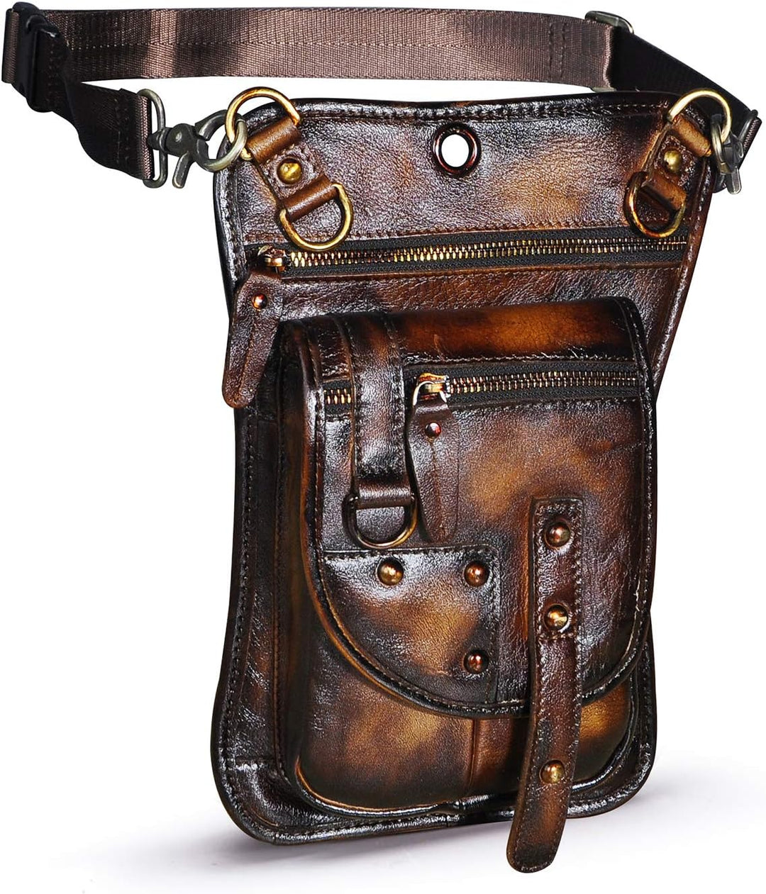 Le'aokuu Herren Echtes Leder Tasche Hüfttasche Gürteltasche Drop Leg Thigh Bag Hip Fanny Bum Belt We
