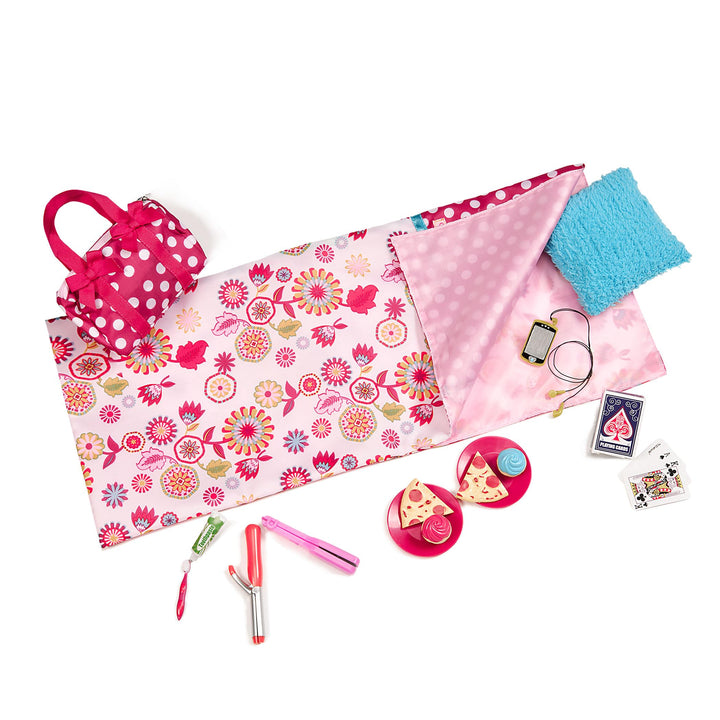Our Generation - Gepunkteter Schlafanzug - Schlafsack - Essen Spielen - 46 cm Puppe Zubehör - Vorget
