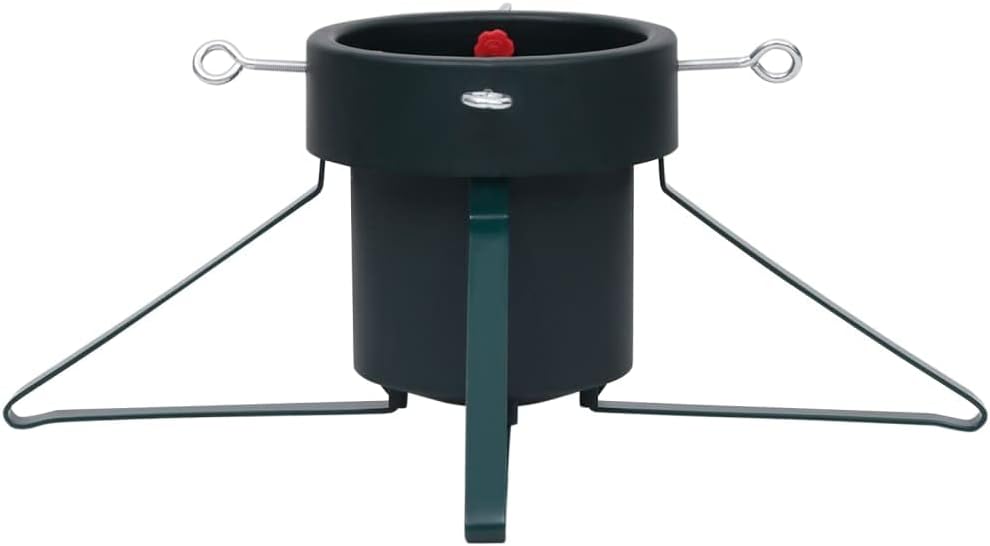 Christbaumständer Schwarz Metall mit Wasserbehälter 2 L, 46x46x19 cm, Stabiler Tannenbaumständer mit