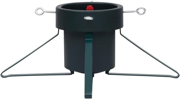 Christbaumständer Schwarz Metall mit Wasserbehälter 2 L, 46x46x19 cm, Stabiler Tannenbaumständer mit