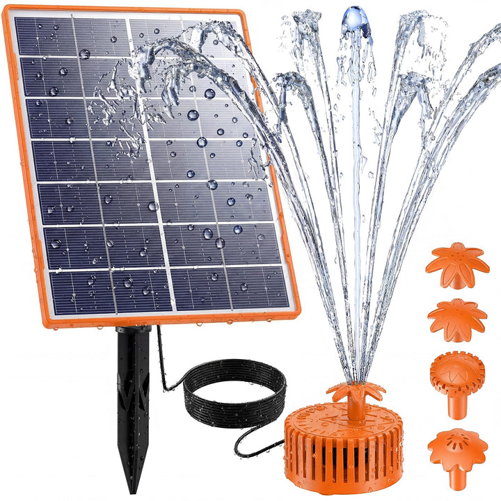 AISITIN Solar Springbrunnen für Aussen, 4,5W Solar Fontäne Pumpe mit Verschiedene Sprüh Effekten,Ora