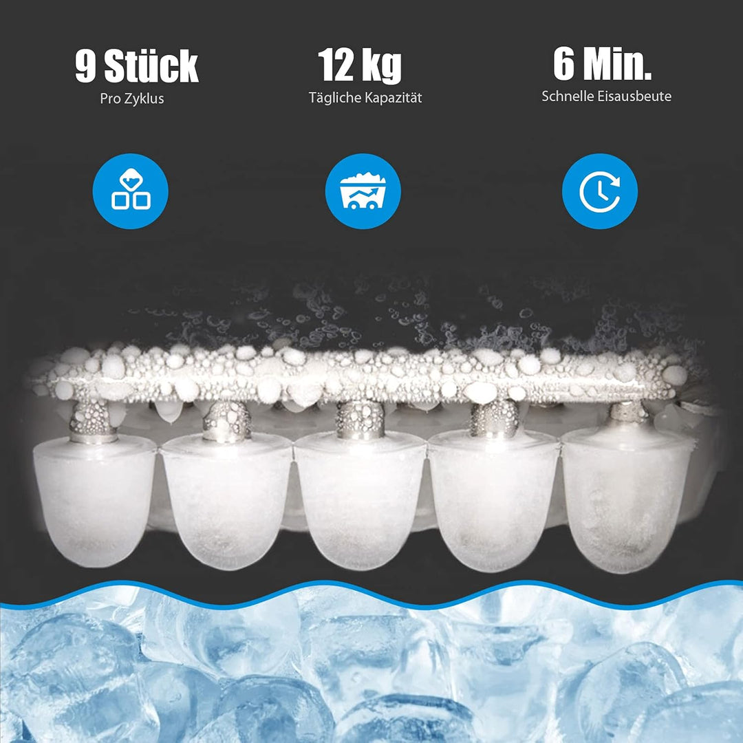 GOPLUS Eiswürfelmaschine, 12kg in 24 Std. Eiswürfelbereiter mit 2 Eiswürfel-Grössen & 2,2 Liter Wass