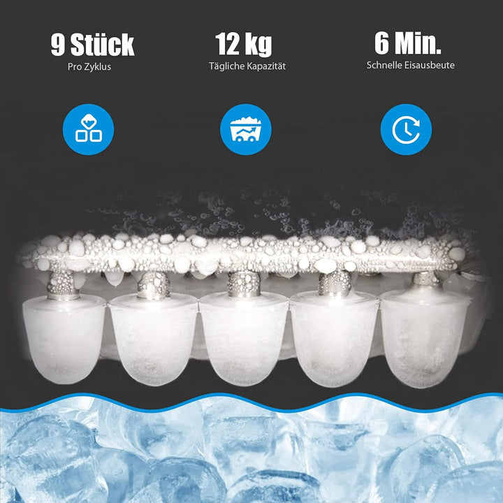 GOPLUS Eiswürfelmaschine, 12kg in 24 Std. Eiswürfelbereiter mit 2 Eiswürfel-Grössen & 2,2 Liter Wass