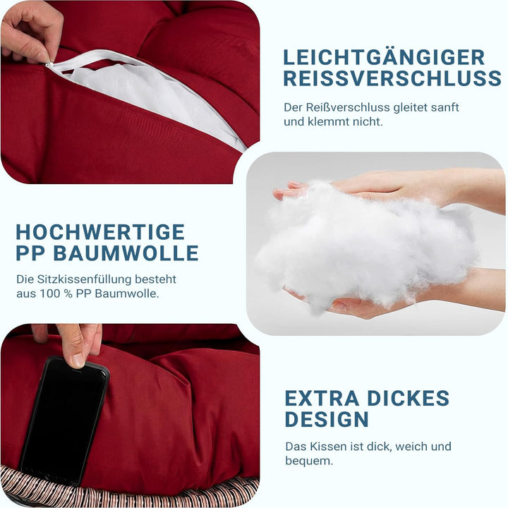 Hängesessel Kissen Ersatzkissen Outdoor: Thick Soft Polyester Sitzkissen 80x120 cm Egg Swing Cushion
