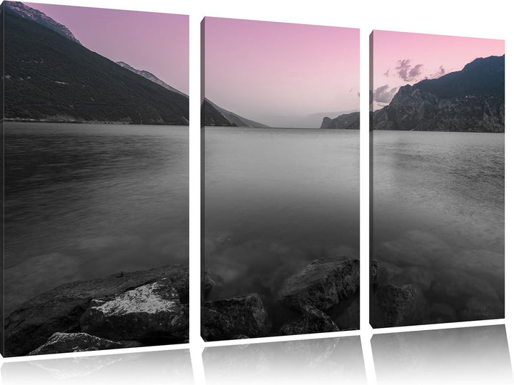 Pixxprint Gardasee in Italien als Leinwandbild | Grösse: 3 Teilig (120x80) | Wandbild| Kunstdruck |