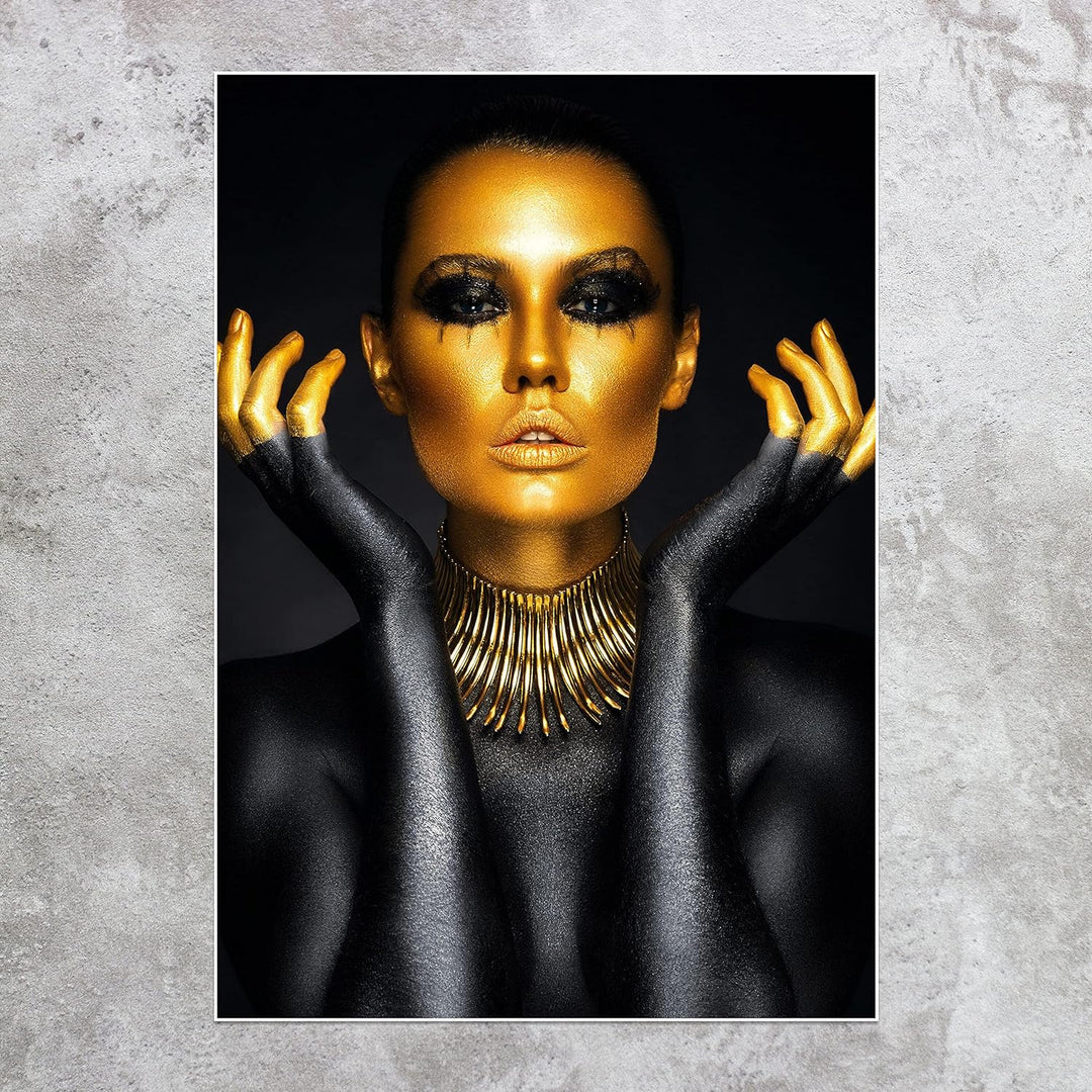 wandmotiv24 Poster als Wanddeko, Grösse 100x70cm, Gold Collection, Model mit goldenen Highlights, Sc