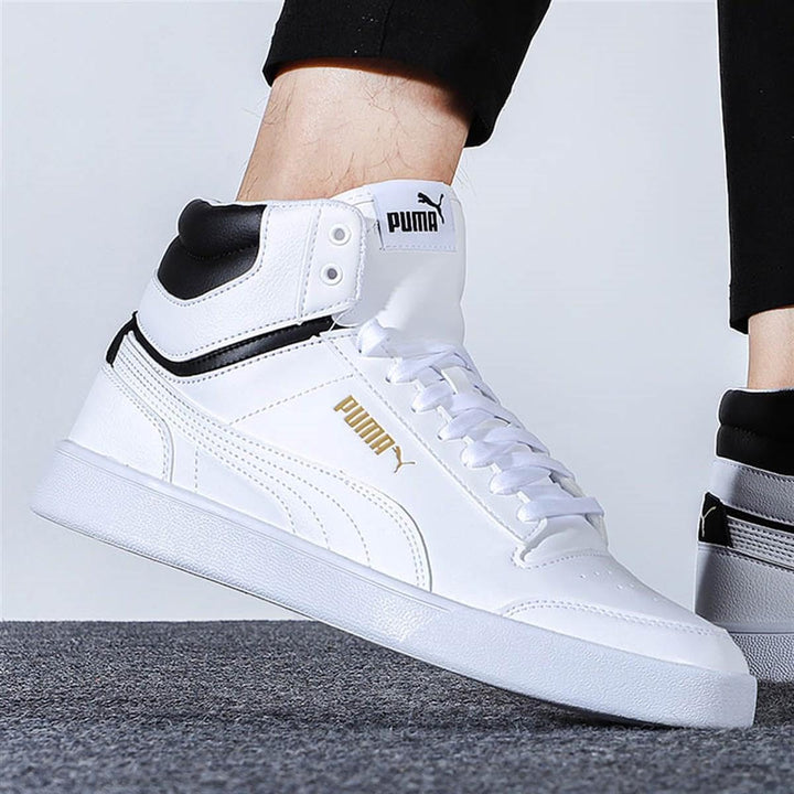PUMA Unisex Shuffle Mid Sneaker 38.5 EU Puma White Puma White Puma Black Puma Team Gold, 38.5 EU Pum