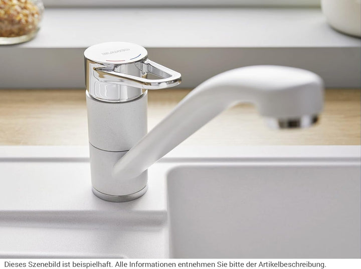 BLANCO WEGA II silgranitweiss/chrom | Hochdruck | Rückflussverhinderer | Keramik Kartusche | Gesiche