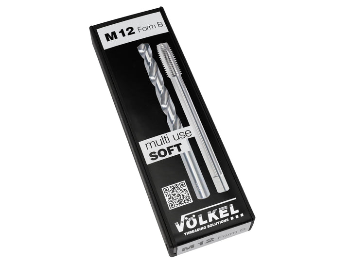 VÖLKEL Twinbox Set 2-teilig | Maschinengewindebohrer + Spiralbohrer | DIN 371, M12 x 1.75 | HSS-E Ge