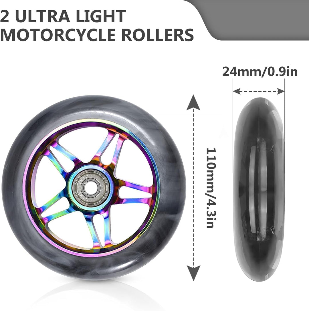 Scooter-Räder 110 mm, 2 Stück Scooter-Räder, Ersatzrad mit ABEC 9 Kugellagern, für Kippwagen, Extrem