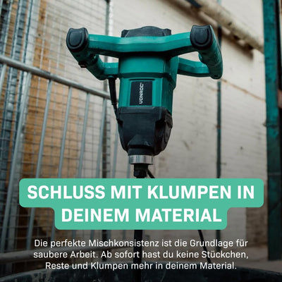 VONROC Farb- / Betonmischer 1200W - Soft Start - 3m Gummikabel - Inklusive Rührstab