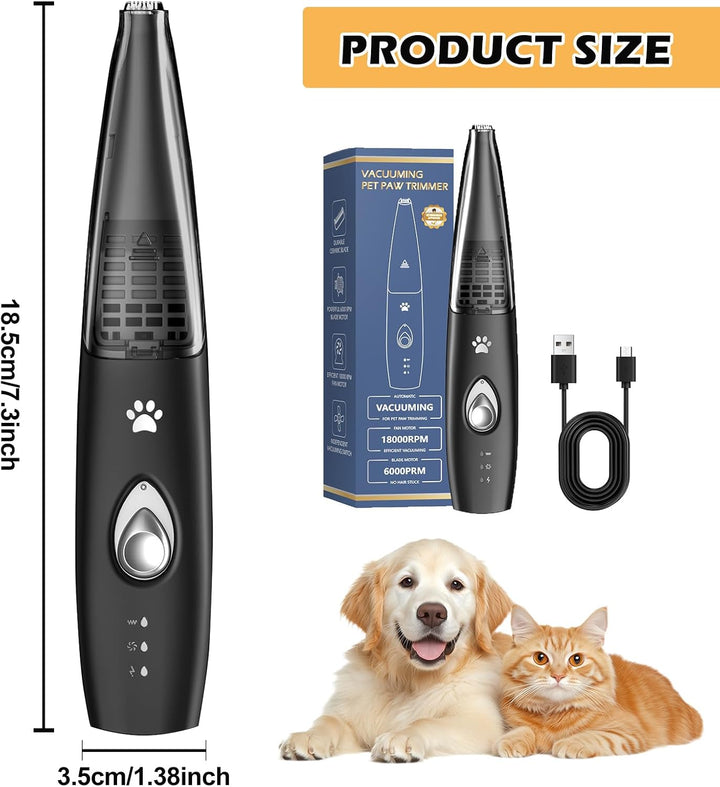 Pfotentrimmer Für Hunde Extra Leise mit Staubsauger, Hundepfoten Trimmer, Schermaschine Hund mit Abs