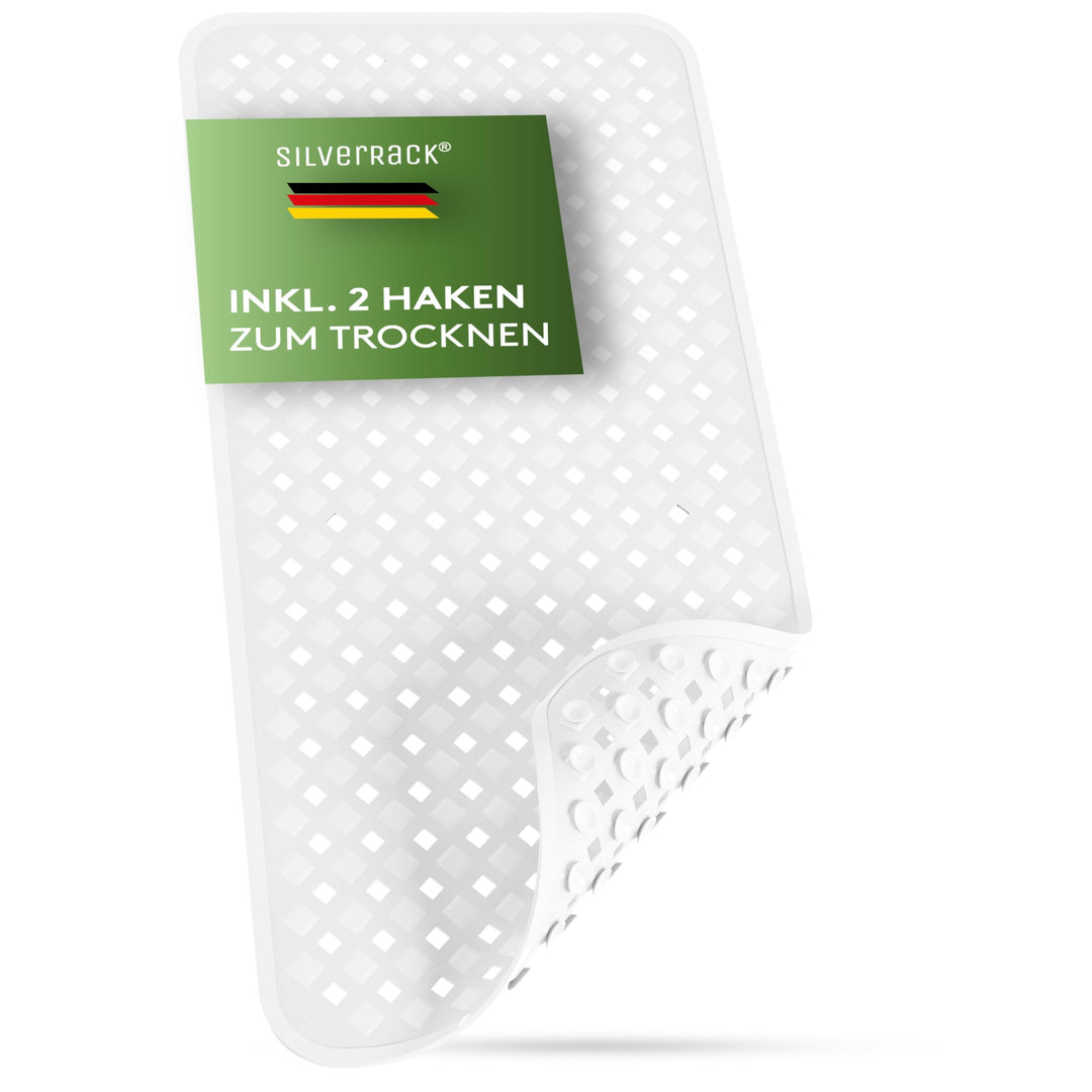 SilverRack Badewannenmatte 88x40 cm (Weiss RAUTEN) - Antirutschmatte Badewanne BPA frei für Kinder u