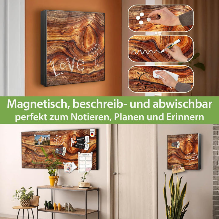banjado Grosser Schlüsselkasten Glas - Schlüsselbox 30x30cm mit 50 Haken - Schlüsselkasten modern fü