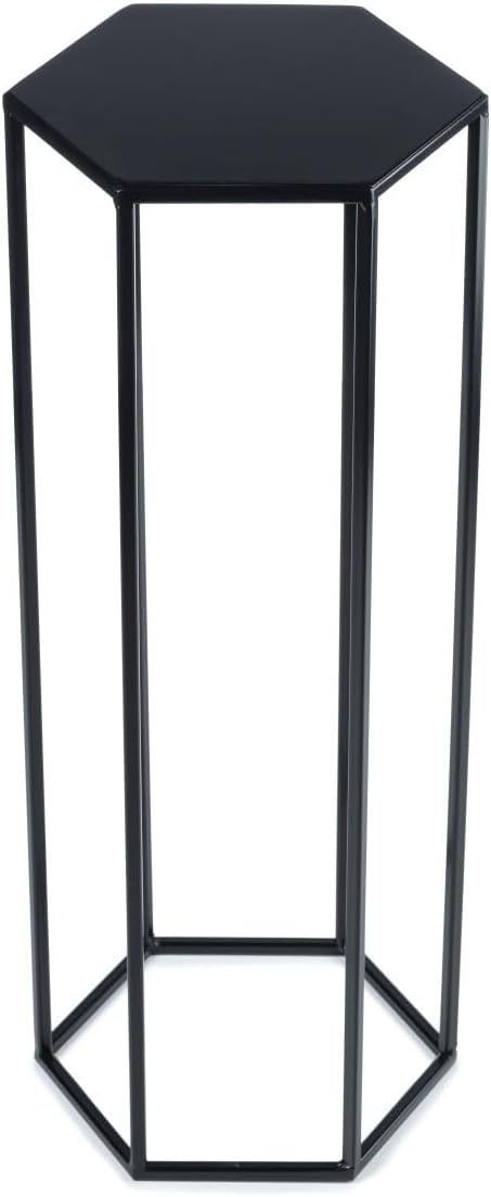 moderner Blumenhocker aus Metall 70 cm sechseckig schwarz Deko Plant Stand Schwarz 70 cm, Schwarz 70