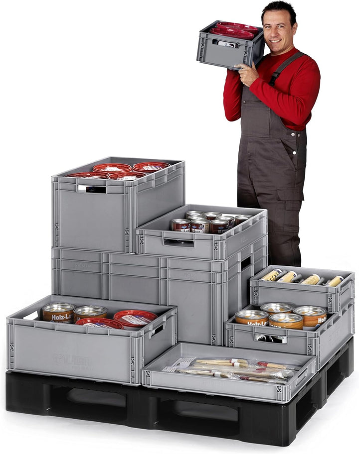 Auer Packaging Eurobehälter 60 x 40 x 42 cm, 86 Liter Eurobox grosse Lagerbox mit Griffen 60x40x42 P