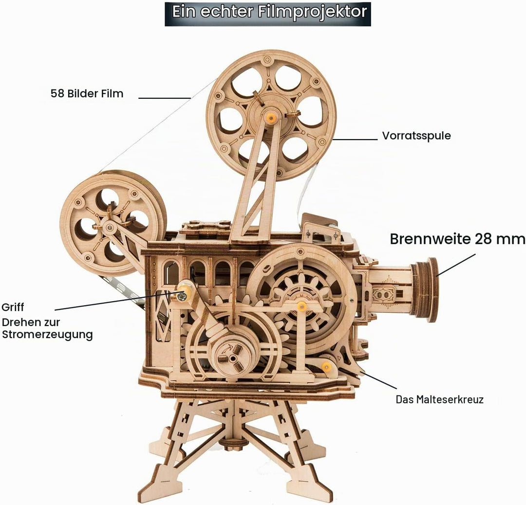 ROKR Vitascope Holzpuzzle, Mechanische Modellbausätze, Technischer Modellbausatz, Hand-Generator Kla
