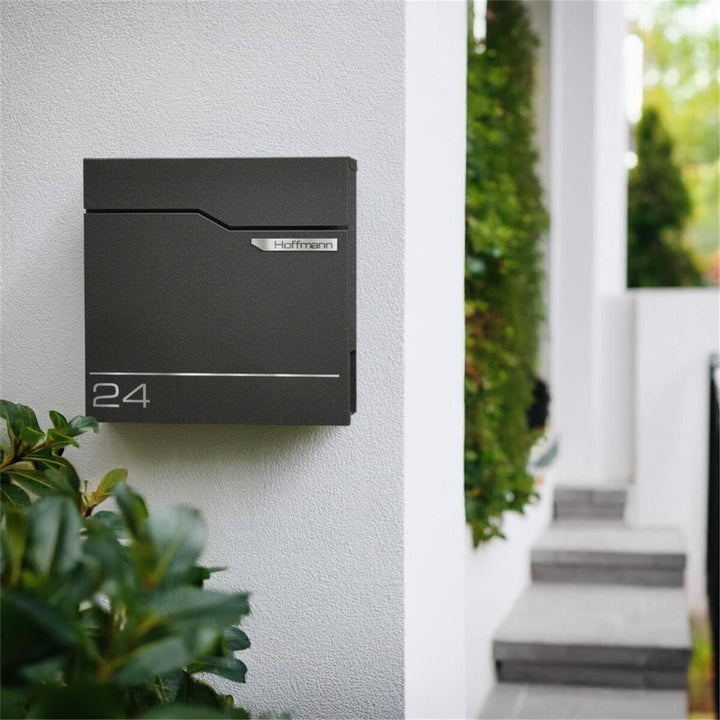 Metzler Exklusiver Briefkasten in Eisenglimmer DB 703 Hoffmann - Wandbriefkasten mit V2A Edelstahl-N