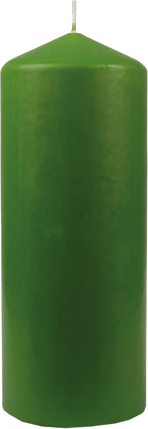 Stumpenkerzen Wachskerzen Ø8cm x 20cm (3er Pack) Hellgrün - Lange Brenndauer, Hergestellt in EU, Ker