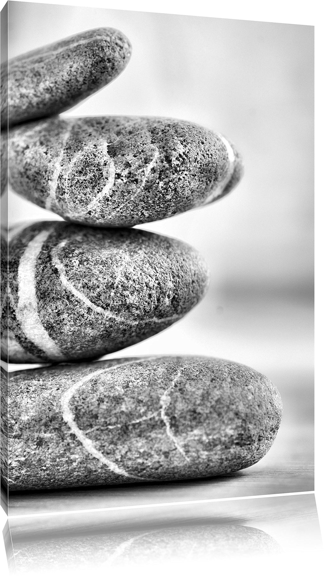 Monocrome, Zen Steinturm , Format: 100x70 auf Leinwand, XXL riesige Bilder fertig gerahmt mit Keilra