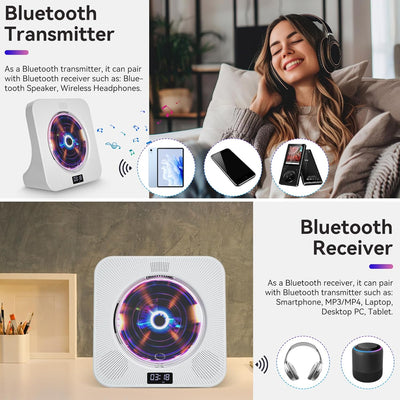 Qoosea Desktop CD Player Bluetooth CD-Spieler mit Lautsprechern für Zuhause Tragbarer CD-Player mit