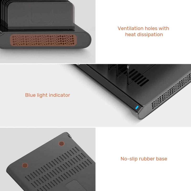 Alxum Handy USB Ladestation Mehrfach, 60W 10 Ports USB Ladestation Mehrere Geräte mit Multiport Schn
