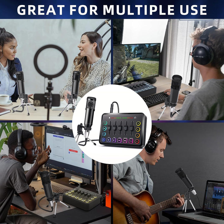 Podcast Mikrofon mischpult Podcasting-Ausrüstung einschliesslich Audiomischer und Streaming-Mikrofon
