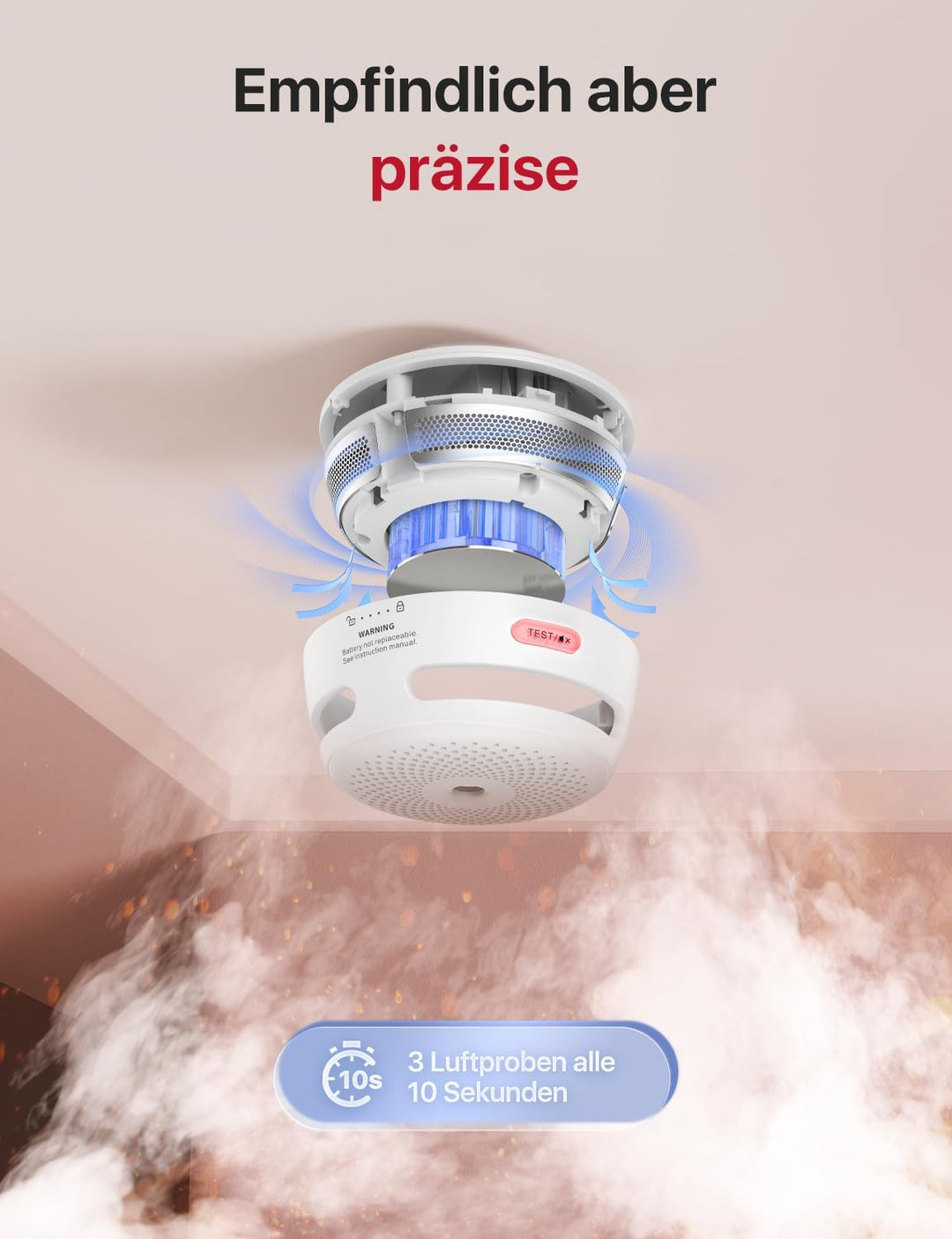 X-Sense Mini Rauchmelder mit 10 Jahre Batterie und Magnethalterung, photoelektrischer Feuermelder mi