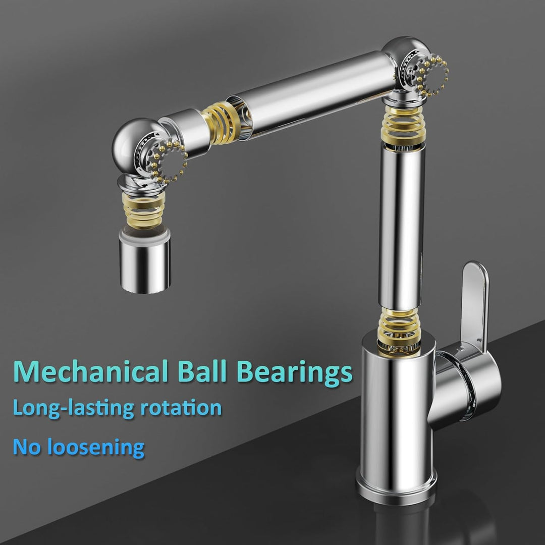 Wasserhahn Bad Drehbar, Waschtischarmatur Badezimmer Hoch Chrom, Mit 360° Schwenkarm & 2 Strahlarten