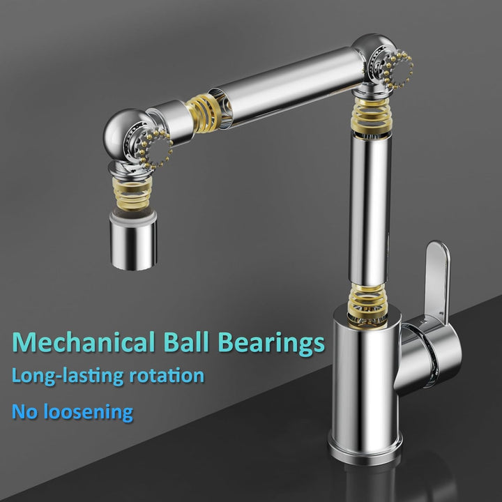 Wasserhahn Bad Drehbar, Waschtischarmatur Badezimmer Hoch Chrom, Mit 360° Schwenkarm & 2 Strahlarten
