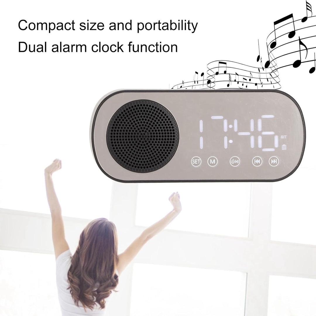 Radiowecker, Tragbarer Digitaler Wecker Dual 5.0 Wireless HiFi mit BT-Lautsprecher Zum Lesen, Kochen