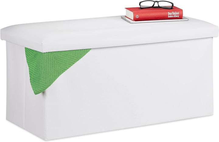 Relaxdays Sitzbank mit Stauraum, Kunstleder, faltbar, gepolstert, Flur, Schlafzimmer, HBT 37,5 x 76,