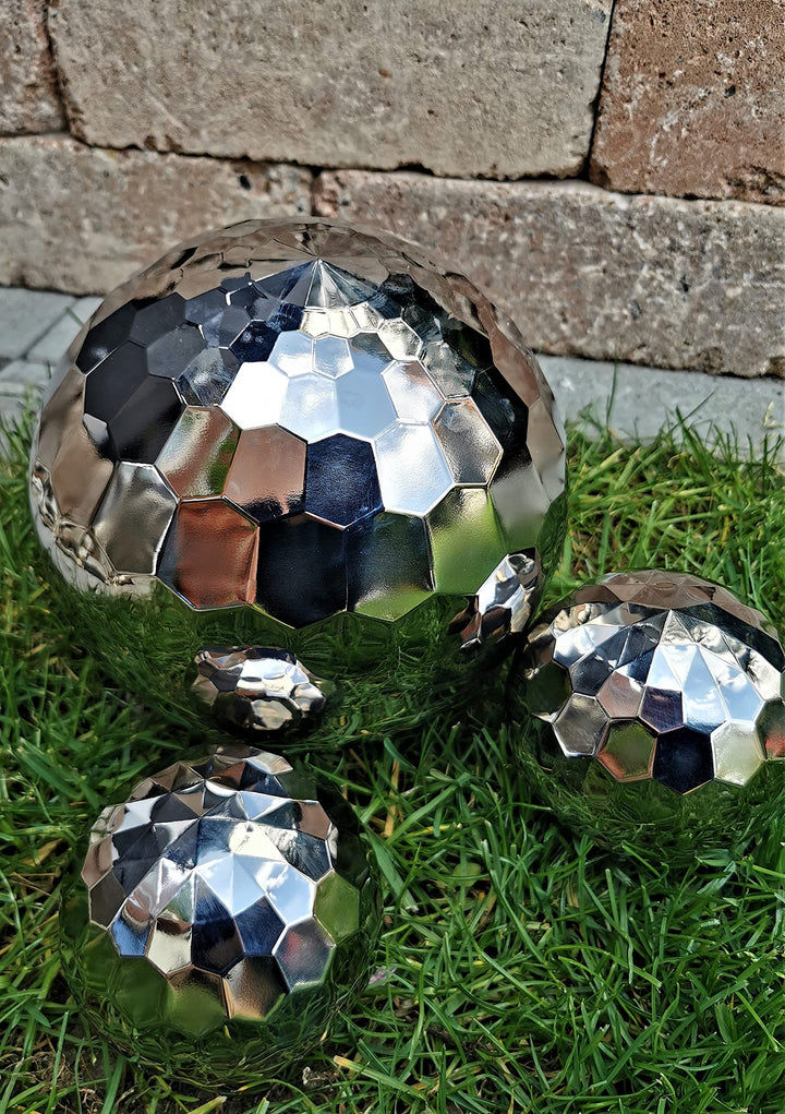Dekokugel Diamond 3er Set aus Edelstahl 20/10/10 cm poliert Dekorationskugel Edelstahlkugel