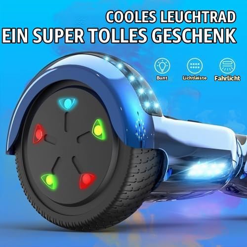 GeekMe Hoverboards 6.5”Zweimotoren 2-Rad-Hoverboards Hoverboards mit LED-Leuchten Bluetooth blue col