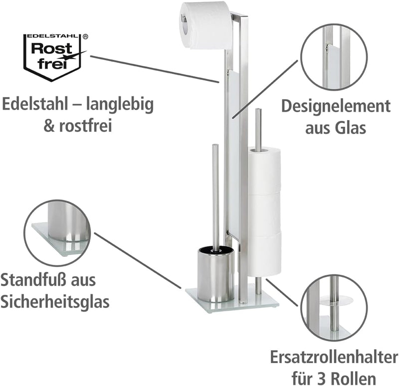 WENKO Stand WC-Garnitur Rivalta, mit integriertem Toilettenpapierhalter und WC-Bürstenhalter, in ros