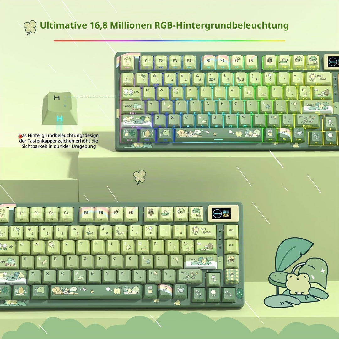 SK80 Mechanische Tastatur 75%, Gaming Tastatur kompakte USB C, Hot-Swap-Tastatur Kanagawa Thema, Dic