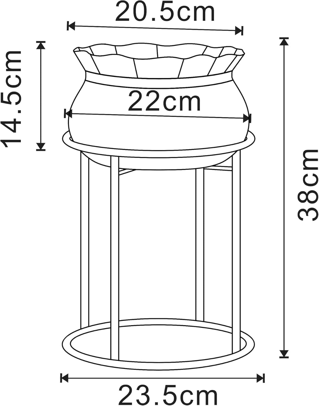 [en.casa] Blumenständer Assen Pflanzenständer mit Blumentopf Metall Hellgrau Pflanzenregal 38 x 23,5