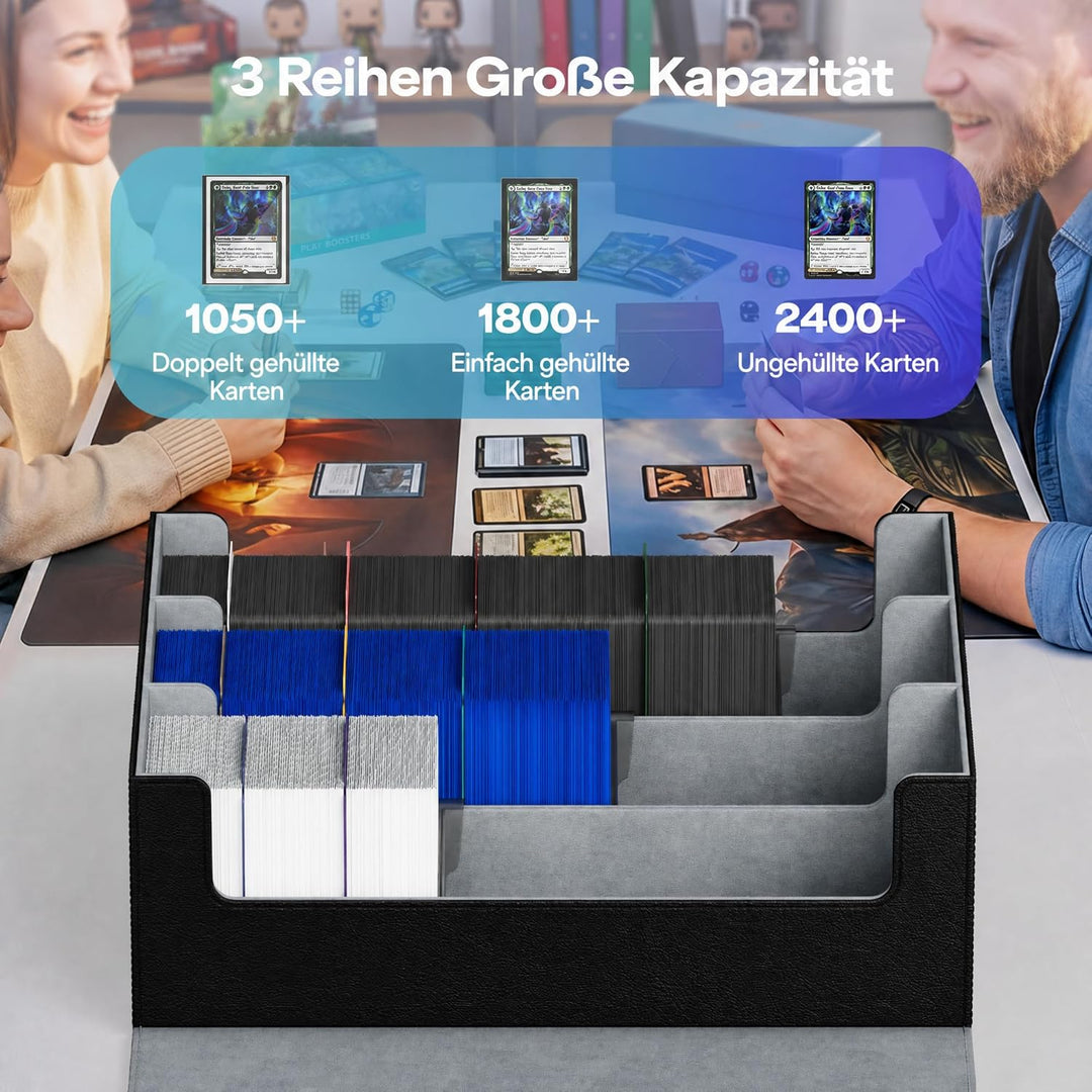 Karten-Aufbewahrungsbox für Sammelkarten, 1800+ PU-Leder, Commander-Kartendeck-Hülle, Magnetverschlu