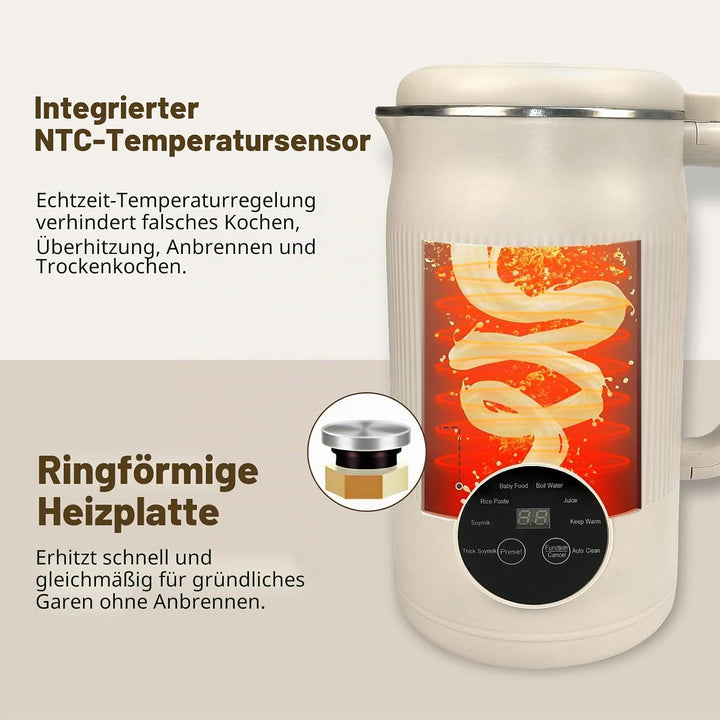 Sojamilch Hersteller 1200ml, Nussmilchmaschine 8 Modi, Automatische Mandelmilchmaschine mit Verzöger