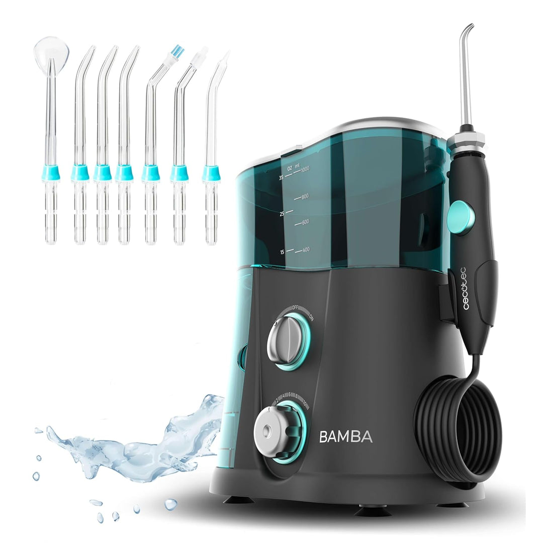 Cecotec Munddusche Bamba ToothCare 1200 Jet Pro. 7 Düsen, Bis zu 1250-1700 Impulse pro Minute, LED-A
