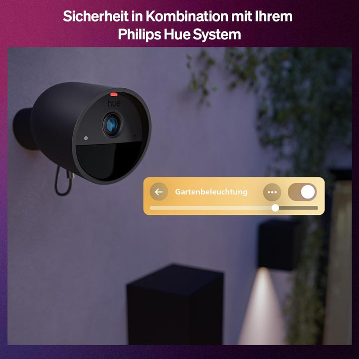 Philips Hue Secure kabelgebundene Überwachungskamera, Aussenkamera mit 2K-Auflösung, Videoüberwachun