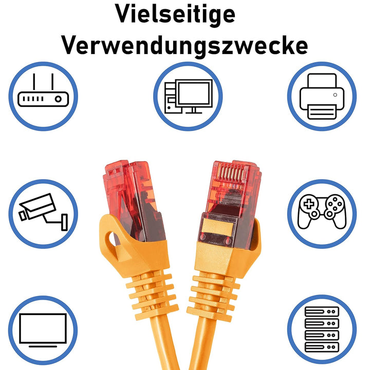 BIGtec - 10 Stück - 15m Gigabit Netzwerkkabel Patchkabel Ethernet LAN DSL Patch Kabel orange (2x RJ-