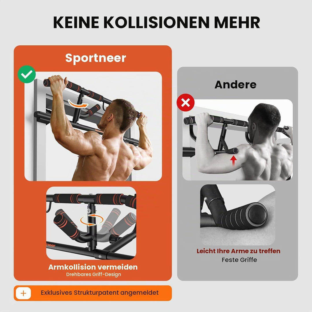 Sportneer Klimmzugstange Türrahmen Pull Up Bar mit vielfältigen Griffmöglichkeiten, Universal anwend