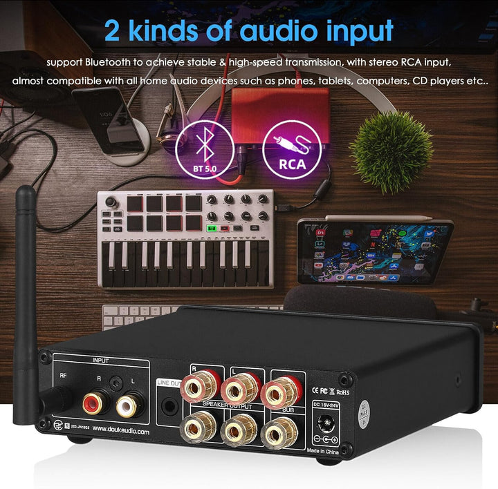 Nobsound NS-14G 2.1 Verstärker, Audio Amplifier, Bluetooth 5.0 HiFi Stereo 200W 2.1-Kanal Subwoofer
