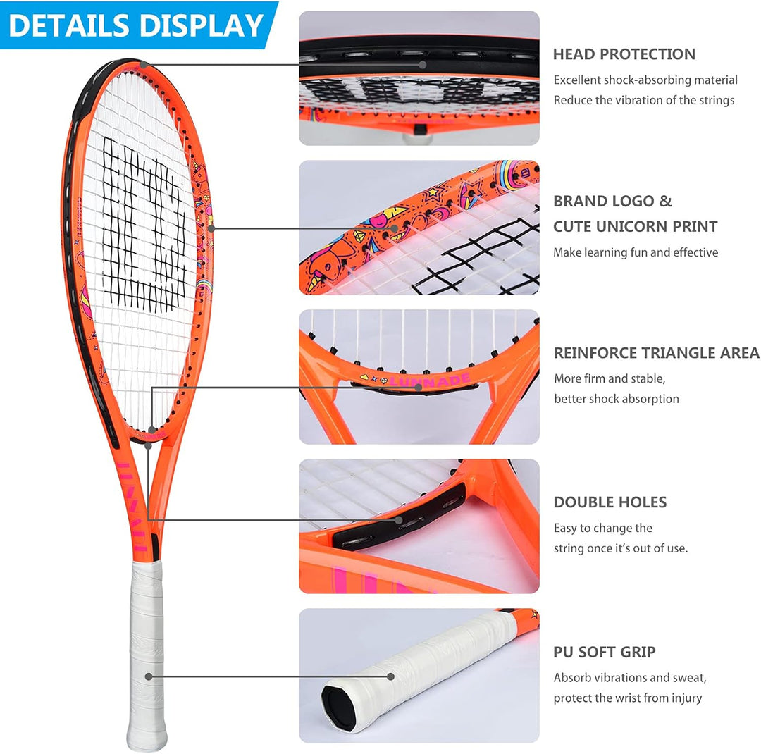 LUNNADE Tennisschläger für Kinder Junior, 19/21/23/25 Zoll Jugend Tennisschläger mit Hülle, geeignet