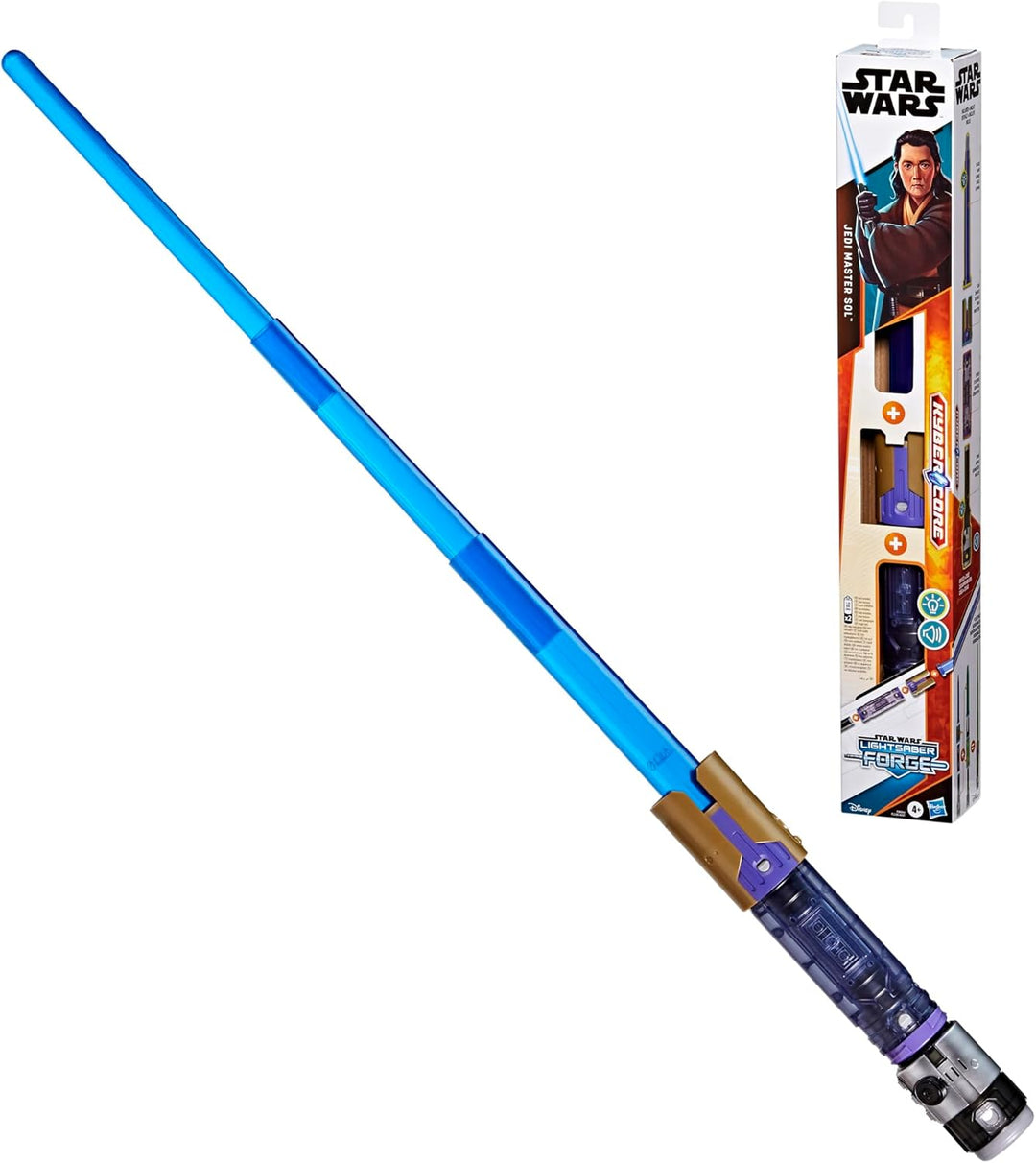Star Wars Lightsaber Forge Kyber Core Jedi Master mit blauen Lichteffekten im transparenten Kern, Sp