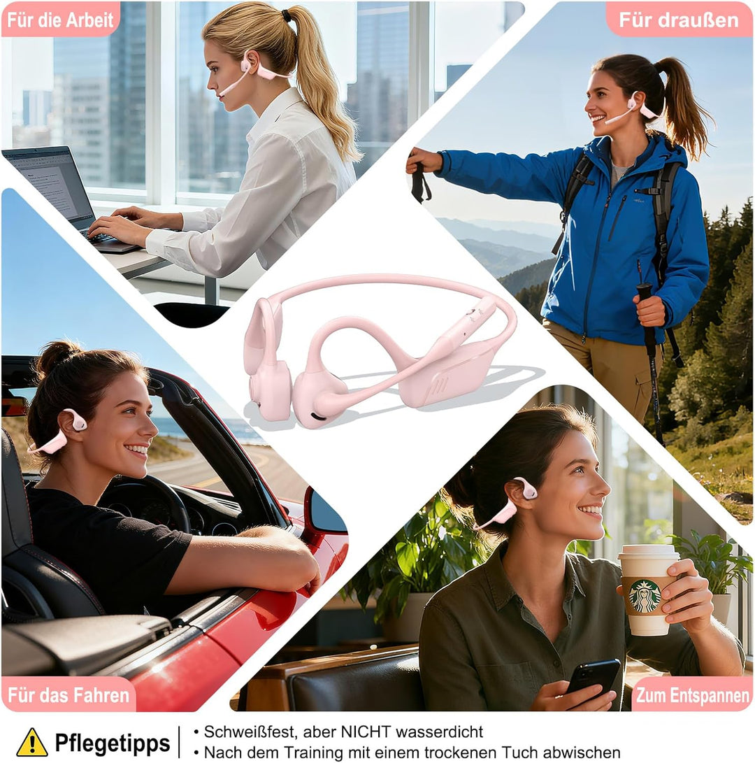Smof Bluetooth Headset mit Mikrofon, Qualcomm® aptX-LL Open-Ear Kopfhörer Geräuschunterdrückung und