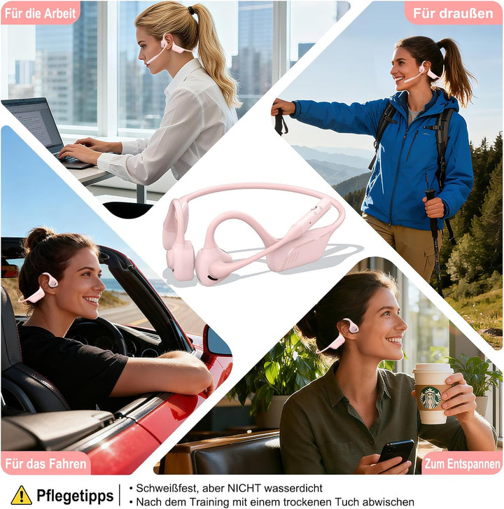 Smof Bluetooth Headset mit Mikrofon, Qualcomm® aptX-LL Open-Ear Kopfhörer Geräuschunterdrückung und