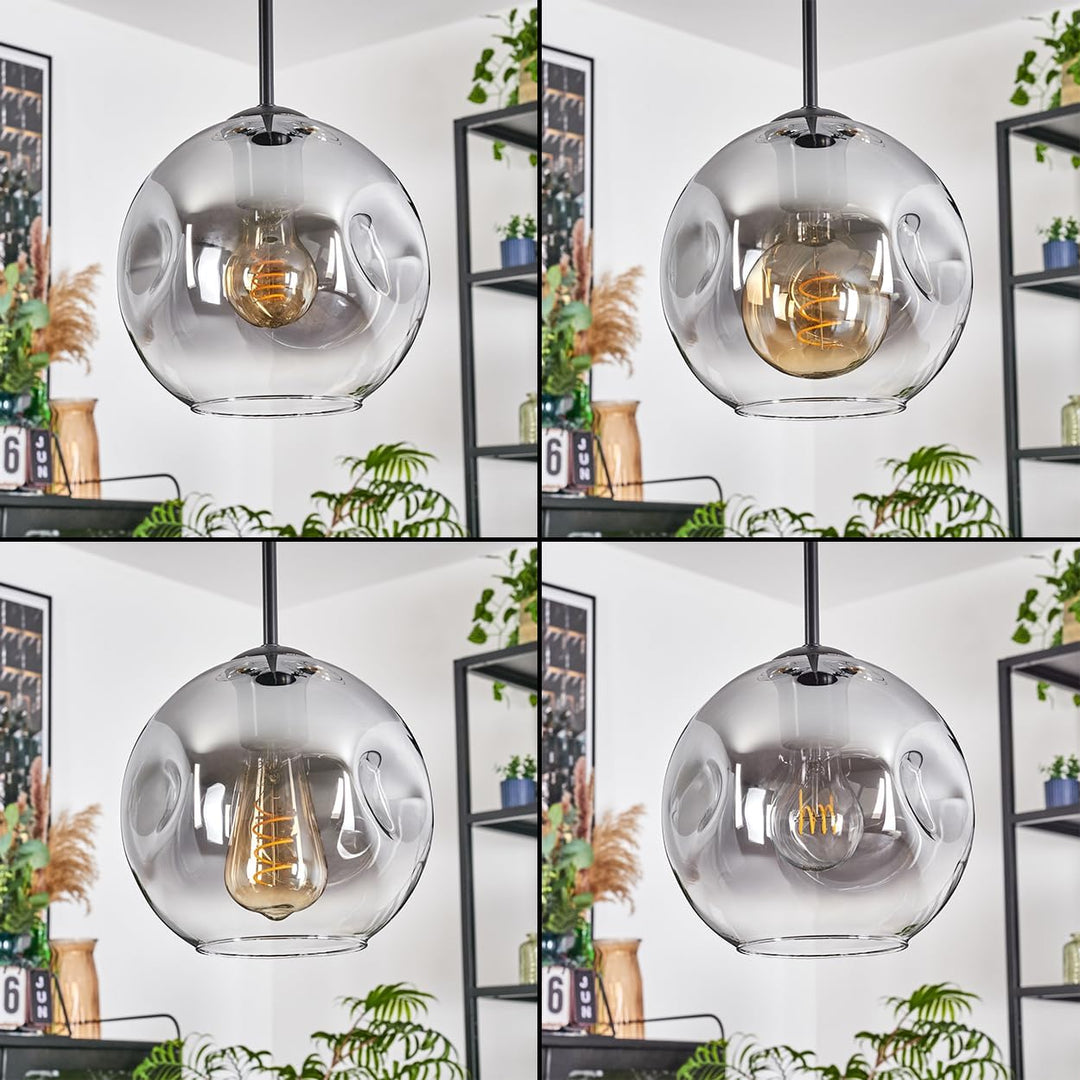 HOFSTEIN Hängeleuchte Ripoll, 3-flammige Hängelampe aus Metall/Glas in Schwarz/Rauchfarben/Klar, mod