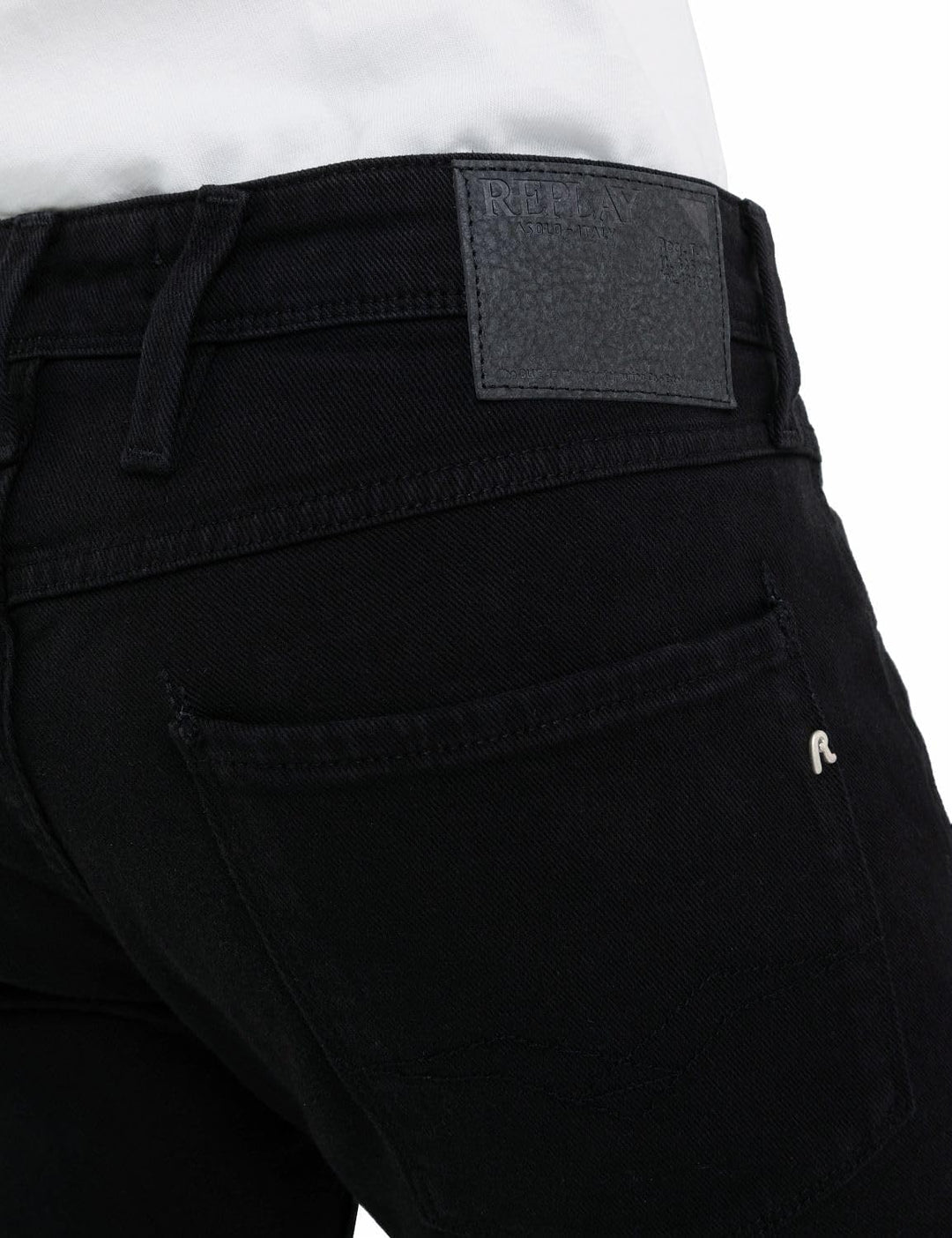 Replay Herren Jeans Anbass Slim-Fit mit Power Stretch 28W / 32L Black 098, 28W / 32L Black 098